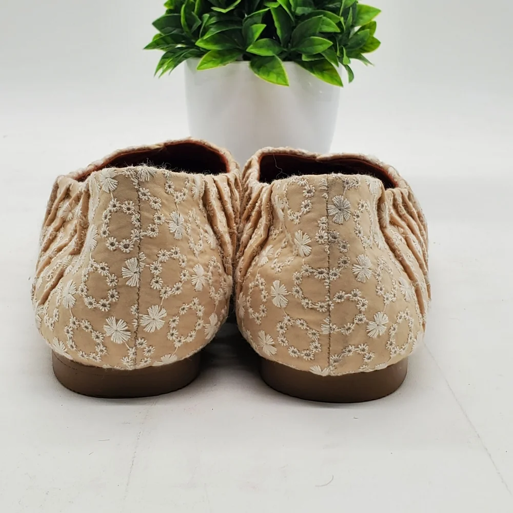 ♤♤ Korks Kork Ease Palmer Beige White Floral Ballet Flats Size 9